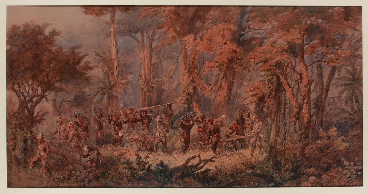 "Sjöbrigaden marscherar in i Mansuh?", 1873 av Orlando Norie