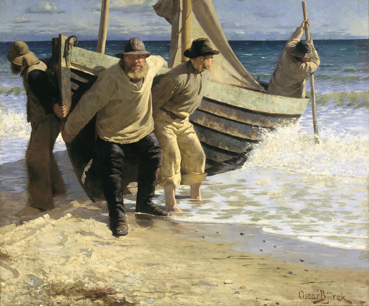 Launching the boat. Skagen av Oscar Gustaf Bjorck