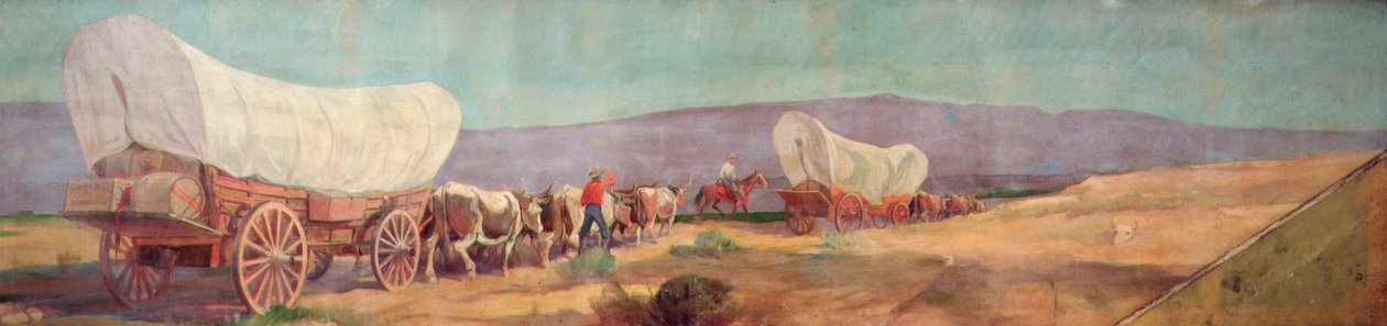 Anheuser-Busch Wagon Train (olja på duk) av Oscar Edward Berninghaus