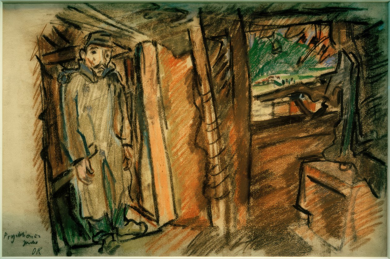 Projektionsgevär i täckt läge av Oskar Kokoschka