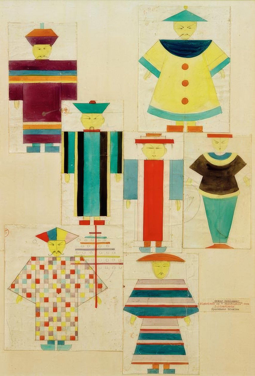7 statyetter av näktergalen av Oskar Schlemmer