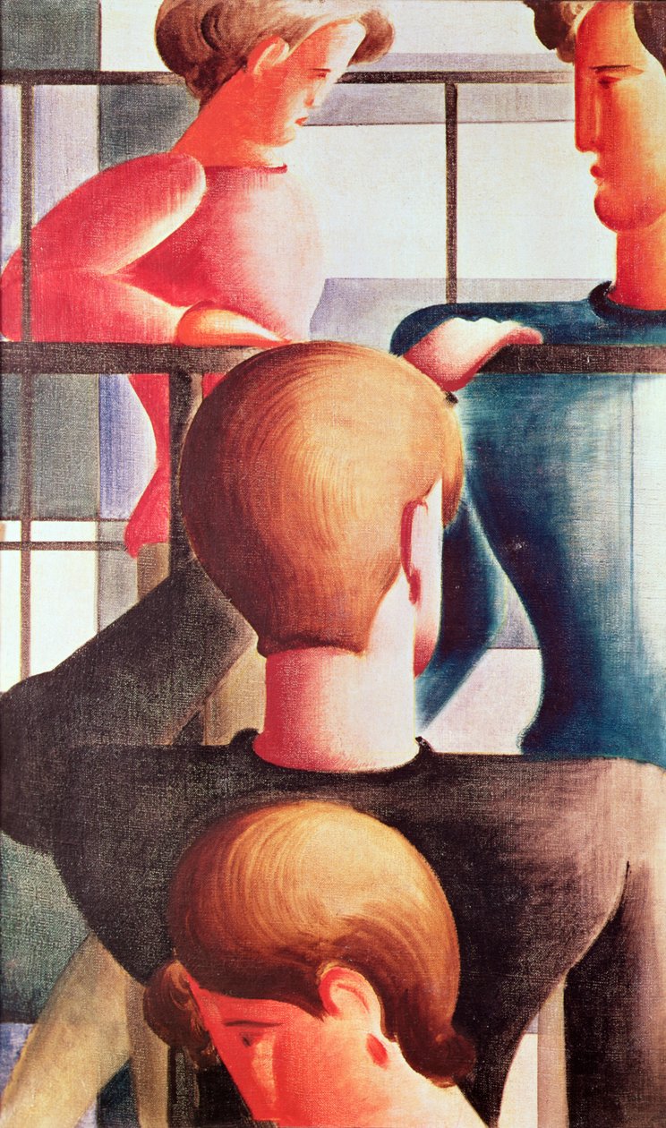 Gruppera vid ett räcke av Oskar Schlemmer