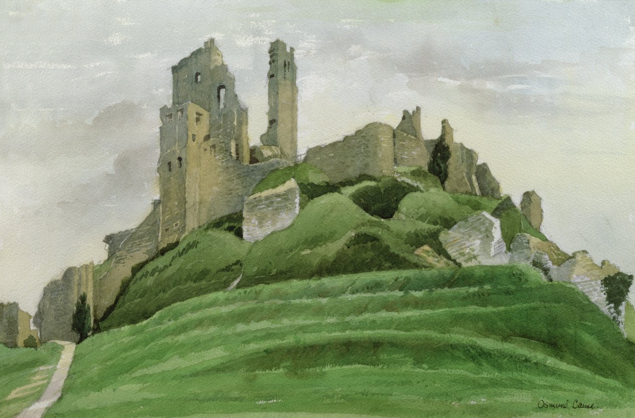 Corfe Castle (wc på papper) av Osmund Caine