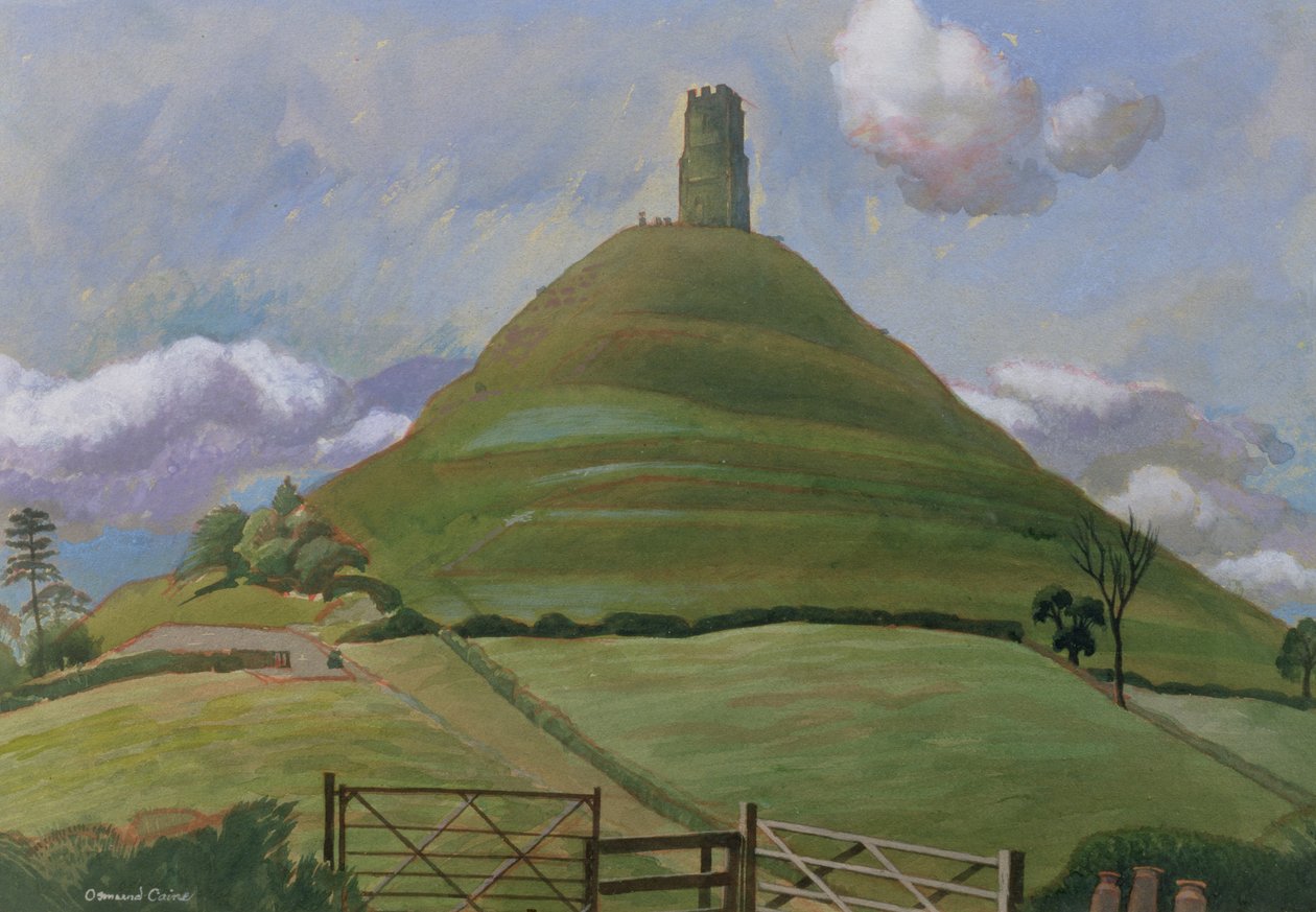 Glastonbury Tor (wc på papper) av Osmund Caine