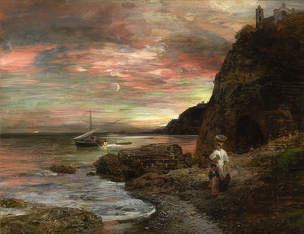 Kvällssol vid Posillipo av Oswald Achenbach