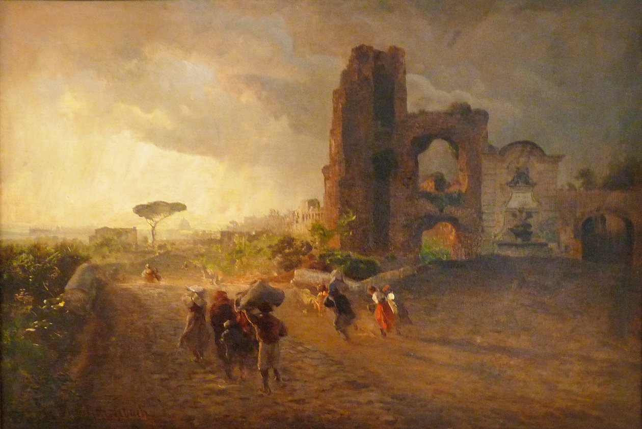 Franska: Paysage romain Roman Landscape av Oswald Achenbach