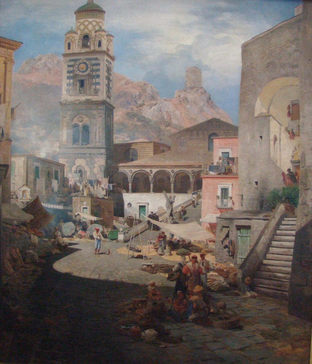 Tyska: Marknadsplats för Amalfi av Oswald Achenbach