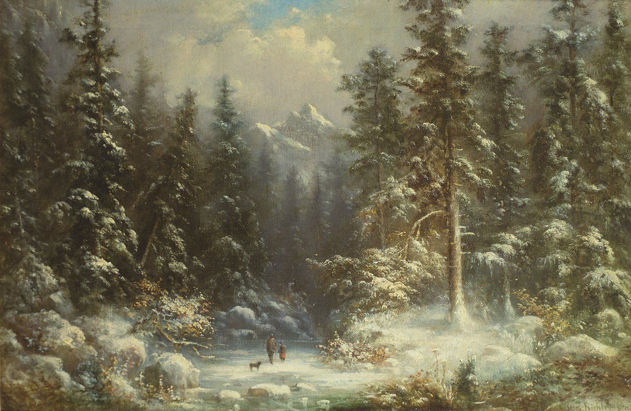 Forest Snow Scene, 1800-talet av Oswald Richter
