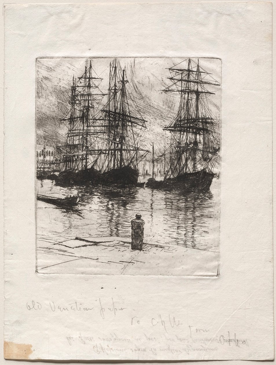 Tre skepp, Venedig, 1880. av Otto H. Bacher