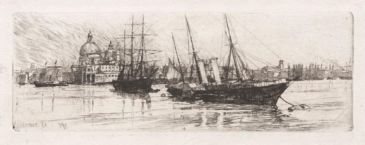 Två båtar, Venedig, 1880. av Otto H. Bacher
