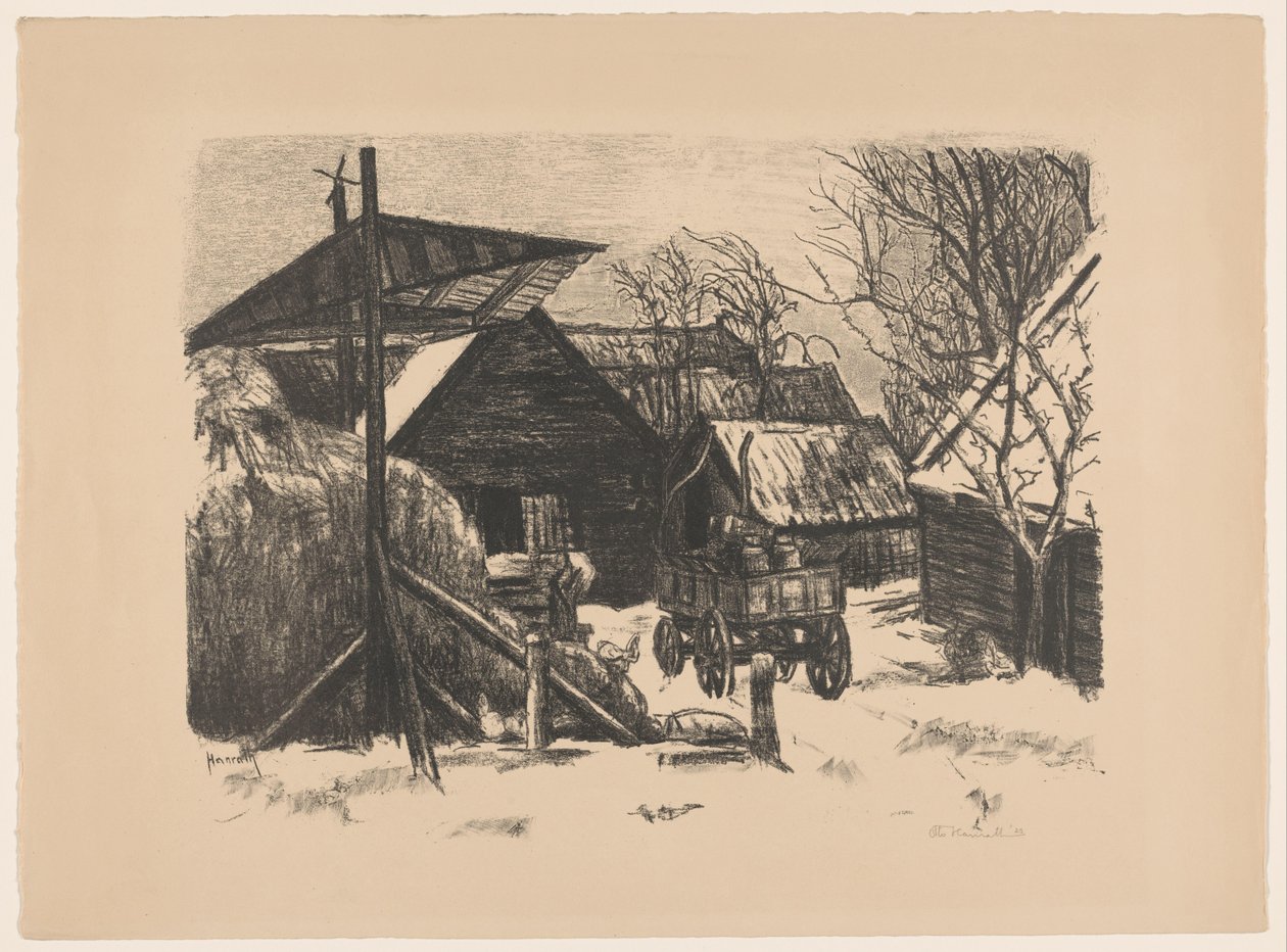 Gård i snön av Otto Hanrath (signed by artist)