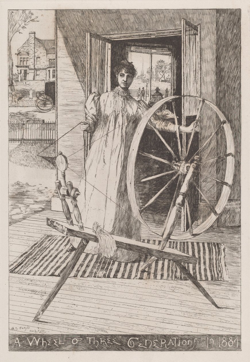 Vid spinnhjulet, ca. 1884. av Otto Henry Bacher