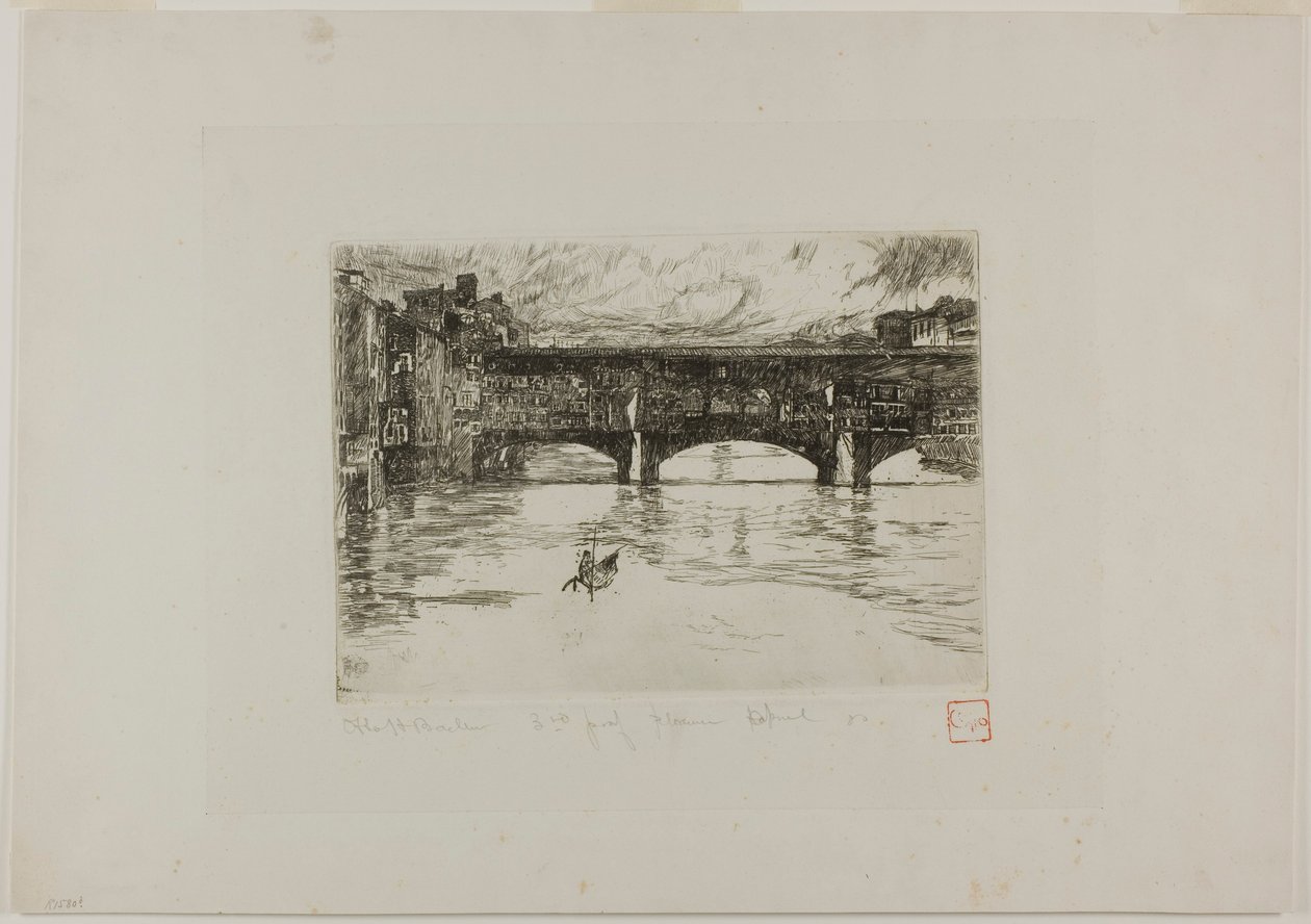 Ponte Vecchio, förstörd plåt av Otto Henry Bacher