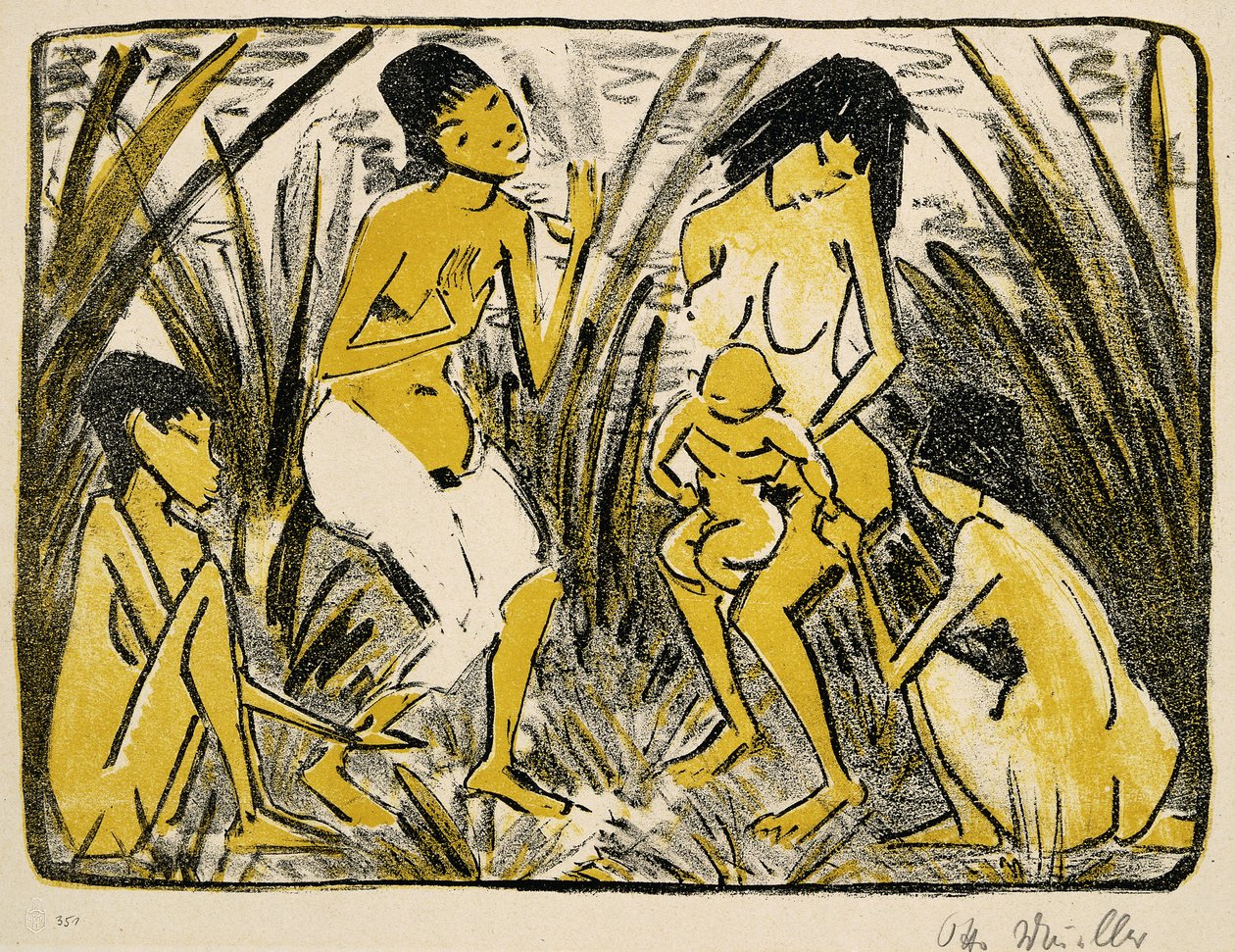 Upptäckten av Moses, 1920 av Otto Mueller
