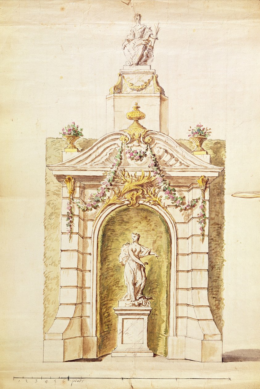 Projektet för branden i St John, 1741 (wc på papper) av P. L. and L. C. Dumesnil
