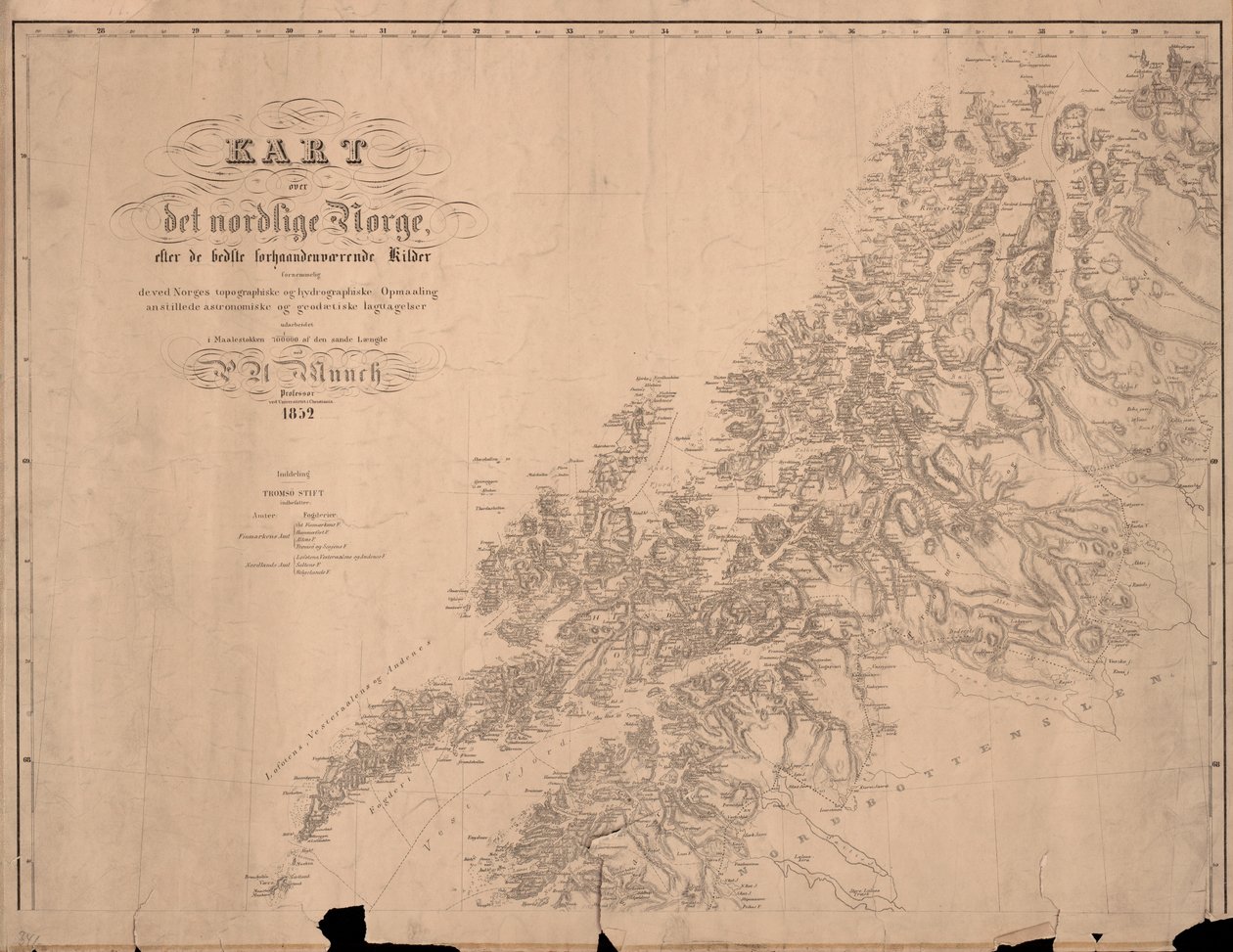 Kart over det nordlige Norge efter de bedste forhaandenværende Kilder av P.A. Munch