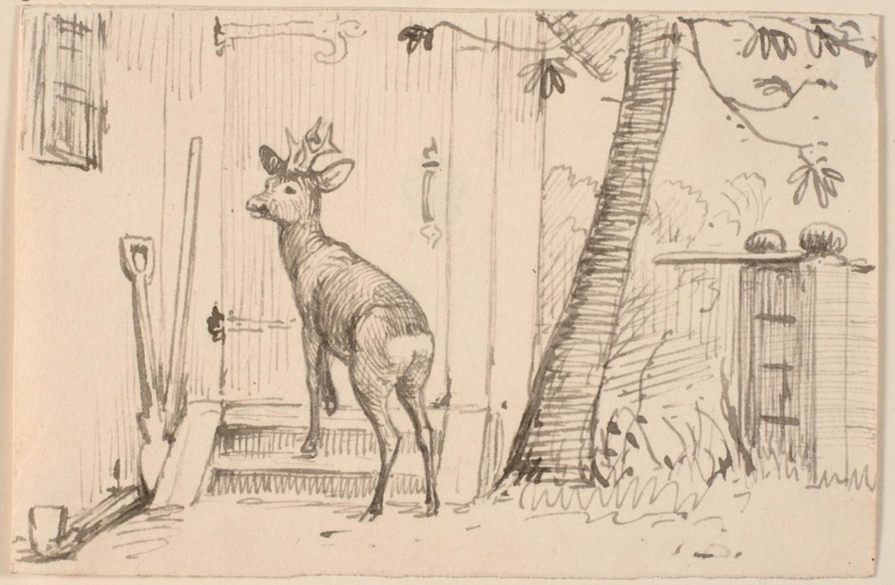 Rådjuren framför dörren av P.C. Skovgaard