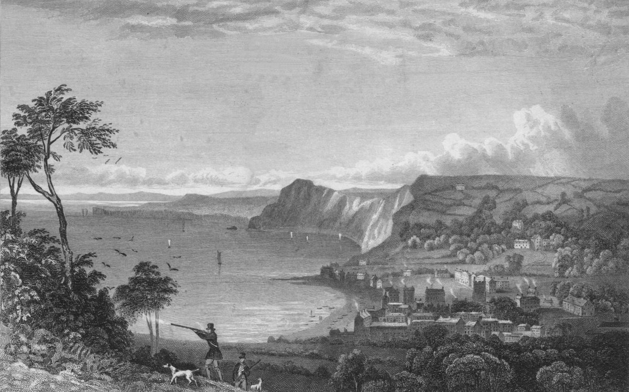Sidmouth, From the Cliffs, Towards Seaton, 1832. av P. Heath