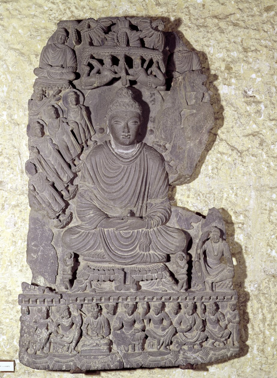 Sittande Buddha i meditation, 1:a-4:e århundradet av Pakistani School