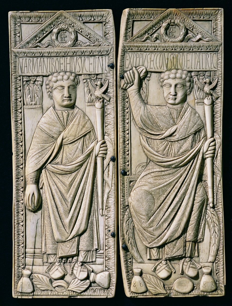 Diptyk av Boethius (480-524) konsul 487 e.Kr av Paleo Christian