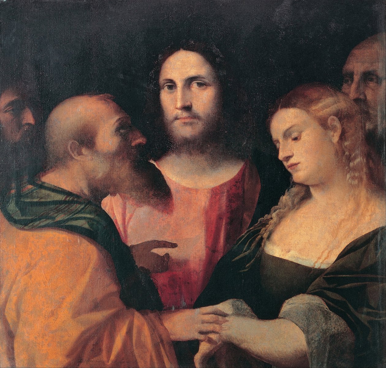 Christ and the adulteress av Palma il Vecchio