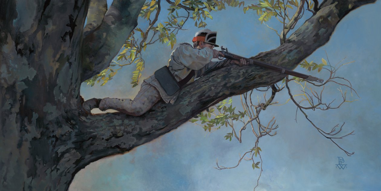 Marksman, 2017 (olja på duk) av Pamela Patrick White