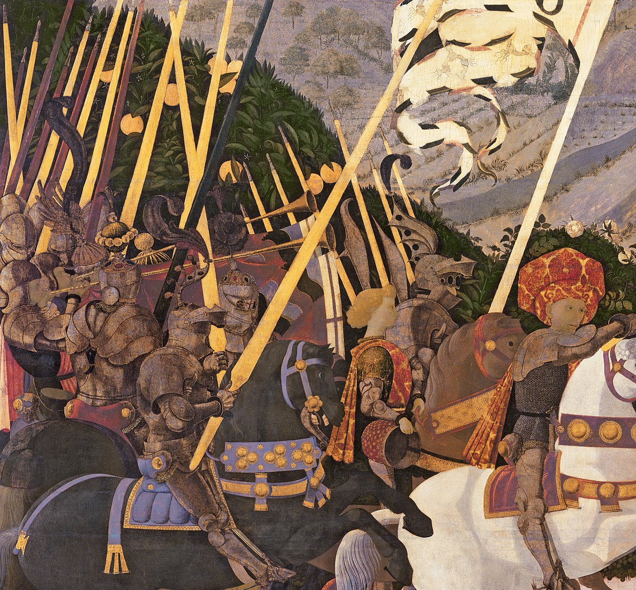 Slaget vid San Romano, c.1450-60 tempera på paneldetalj av 30690 av Paolo Uccello