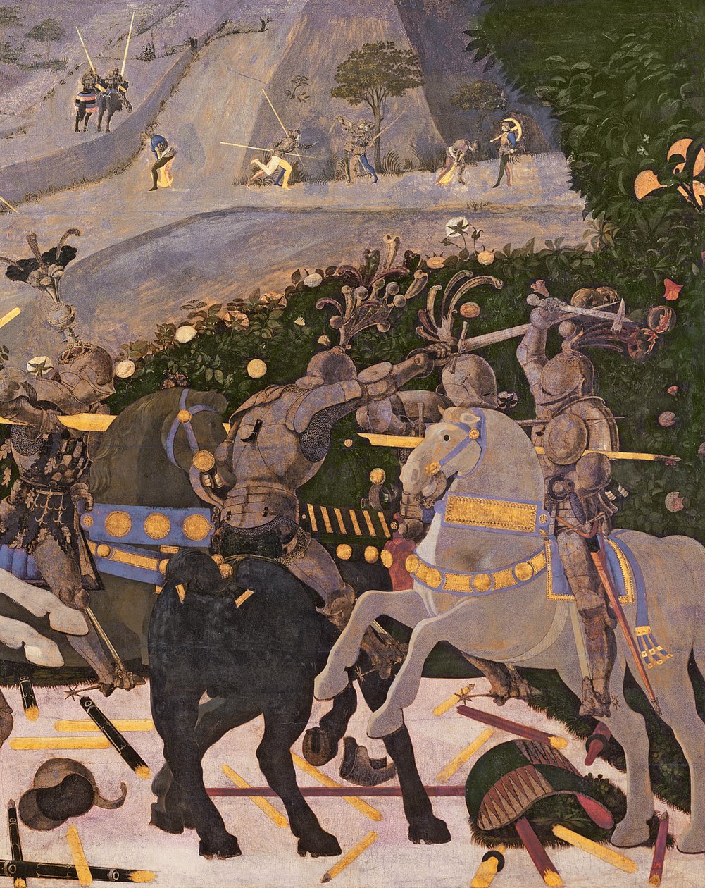 Slaget vid San Romano, c.1450-60 tempera på paneldetalj av 30690 av Paolo Uccello