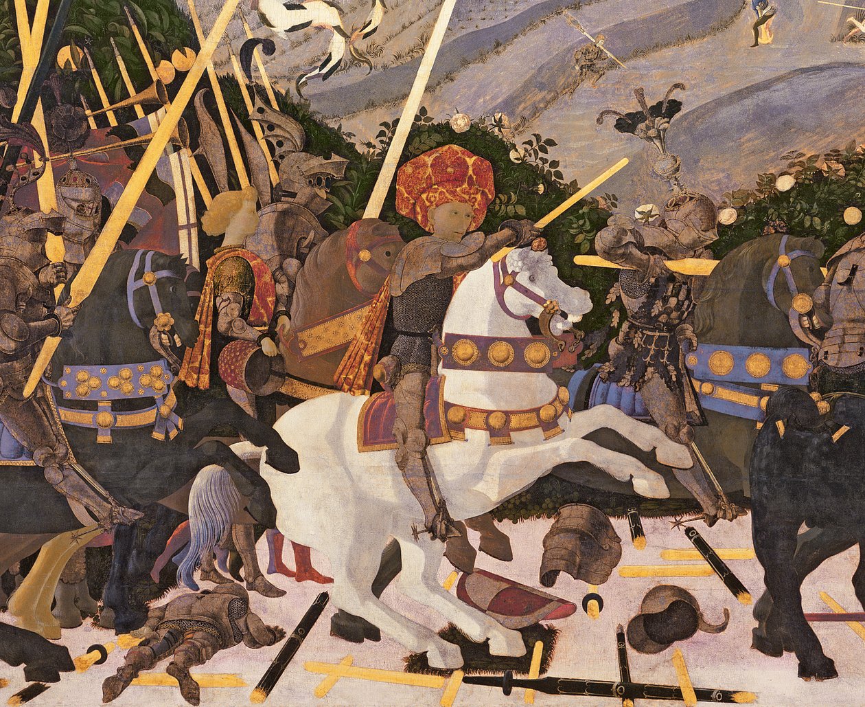 Slaget vid San Romano, c.1450-60 tempera på paneldetalj av 30690 av Paolo Uccello