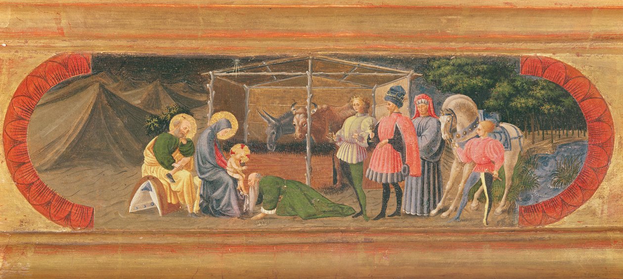 Quarata Predella som skildrar tillbedjan av männen, 1435-40 (tempera på panel) av Paolo Uccello