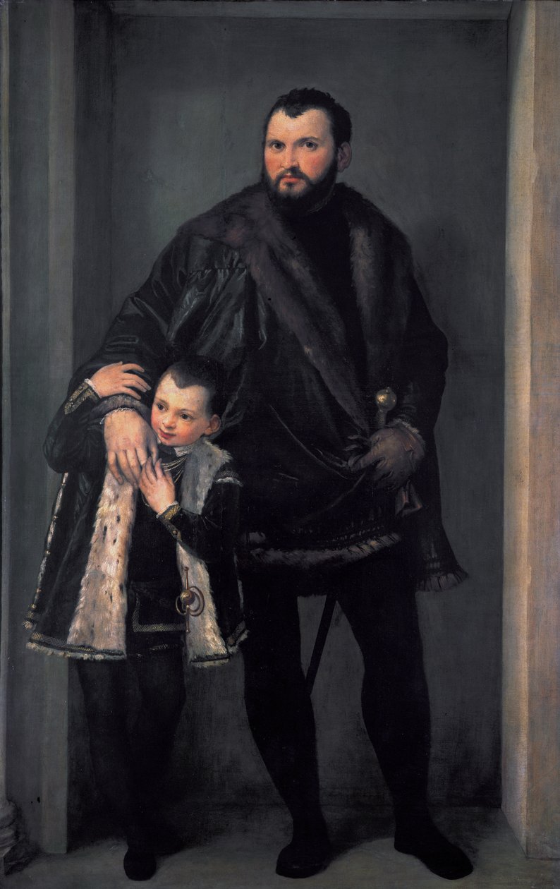 Portrait of Count Iseppo da Porto with his Son Adriano av Paolo Veronese