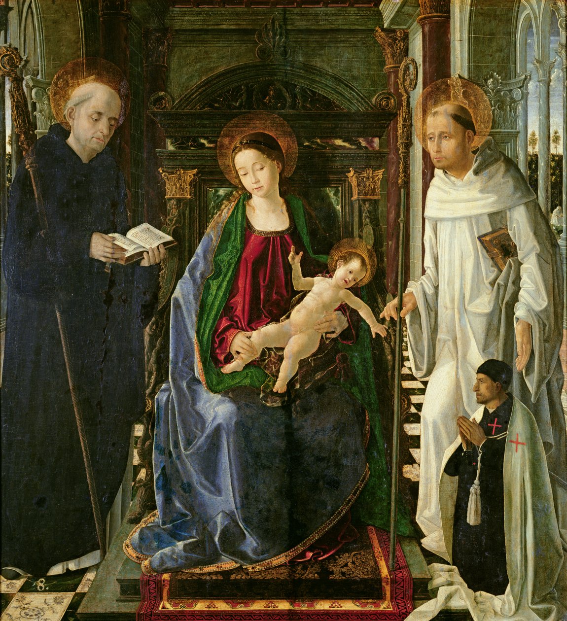 Jungfrun och barnet (olja) av Paolo de San Leocadio