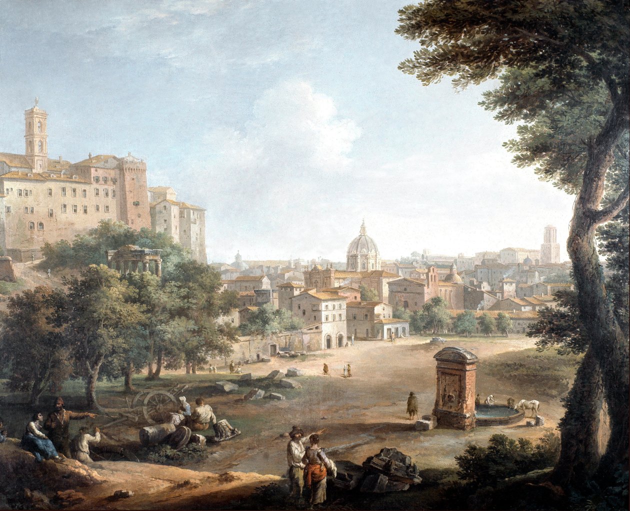 Utsikt över Campo Vaccino i Rom (målning av Paolo Monaldi