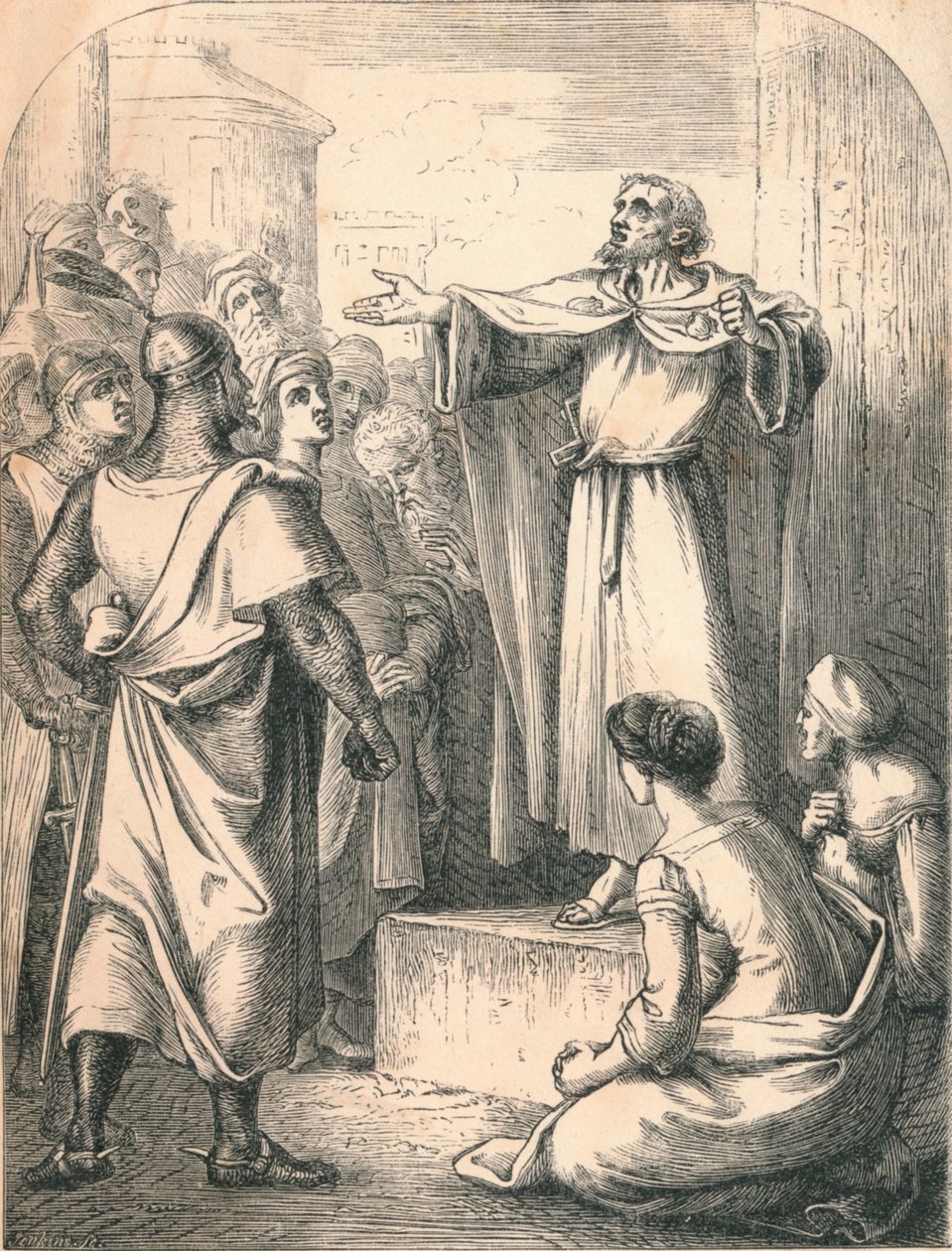 Peter predikar det första korståget, 1869 av Paolo Priolo