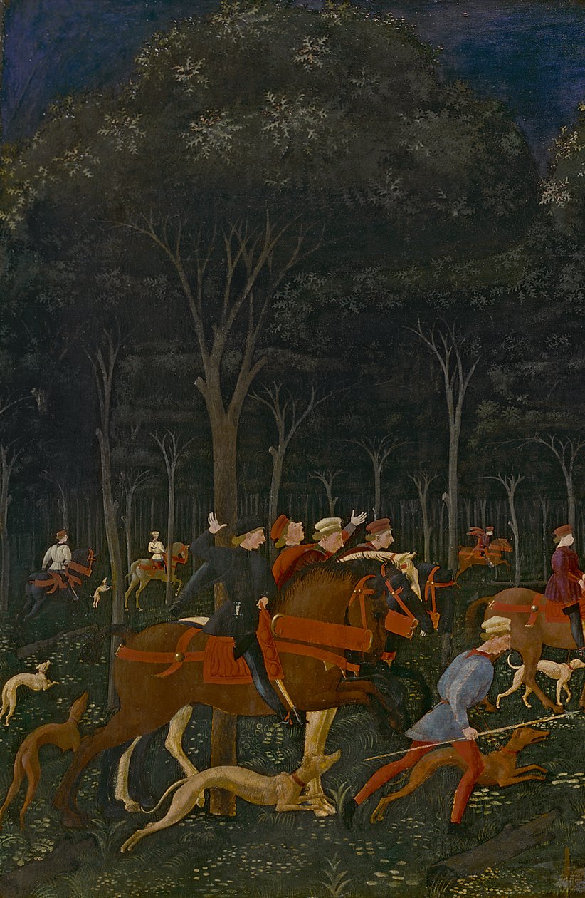 Jakten i skogen, c.1465-70 av Paolo Uccello
