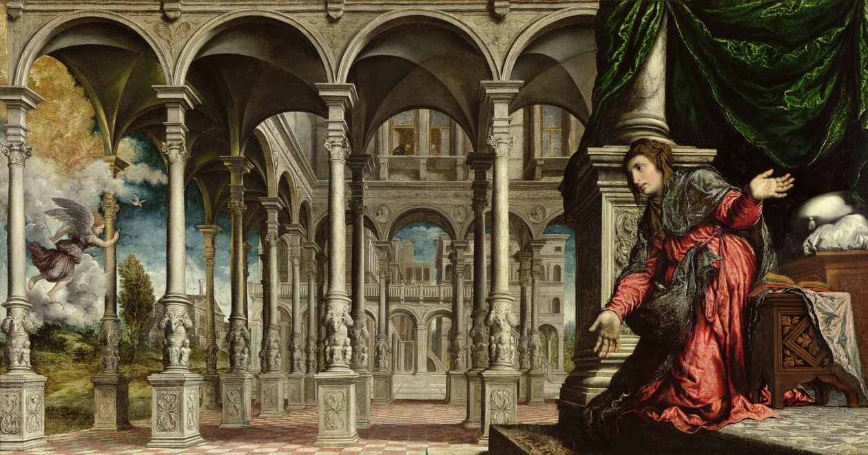 Bebudelsen, 1545-50 (for detaljer se 89724) swed av Paris Bordone