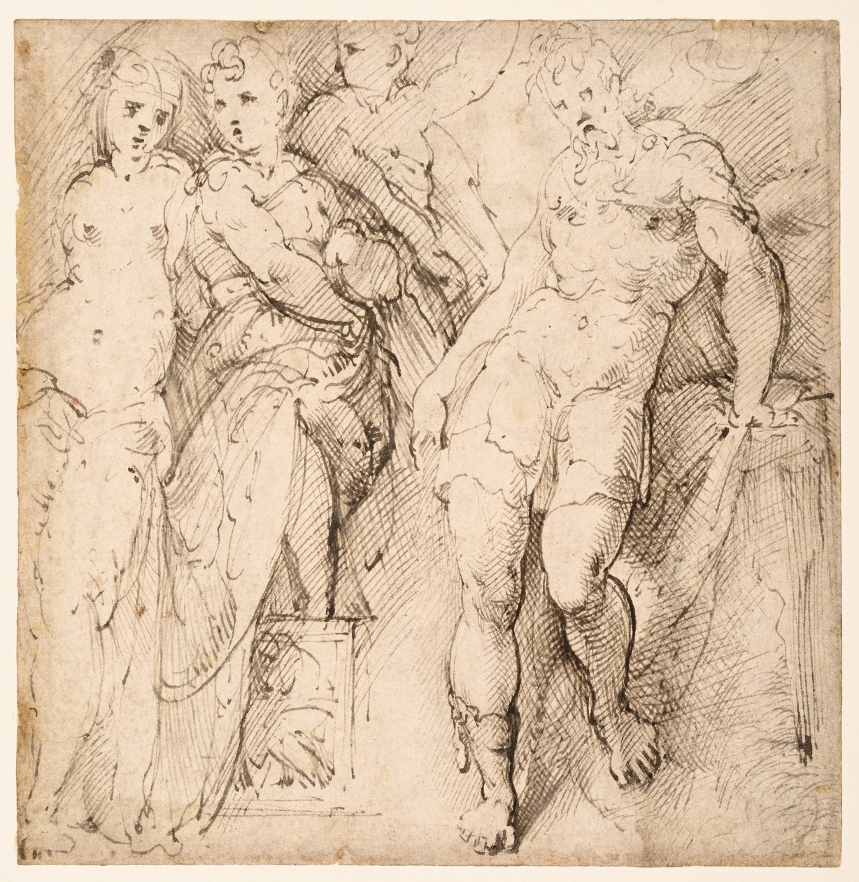 Fyra figurstudier (recto) av Parmigianino