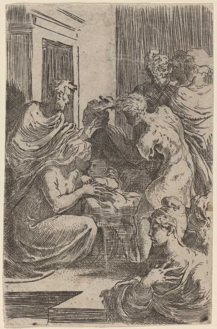 Tillbedjan av herdarna av Parmigianino