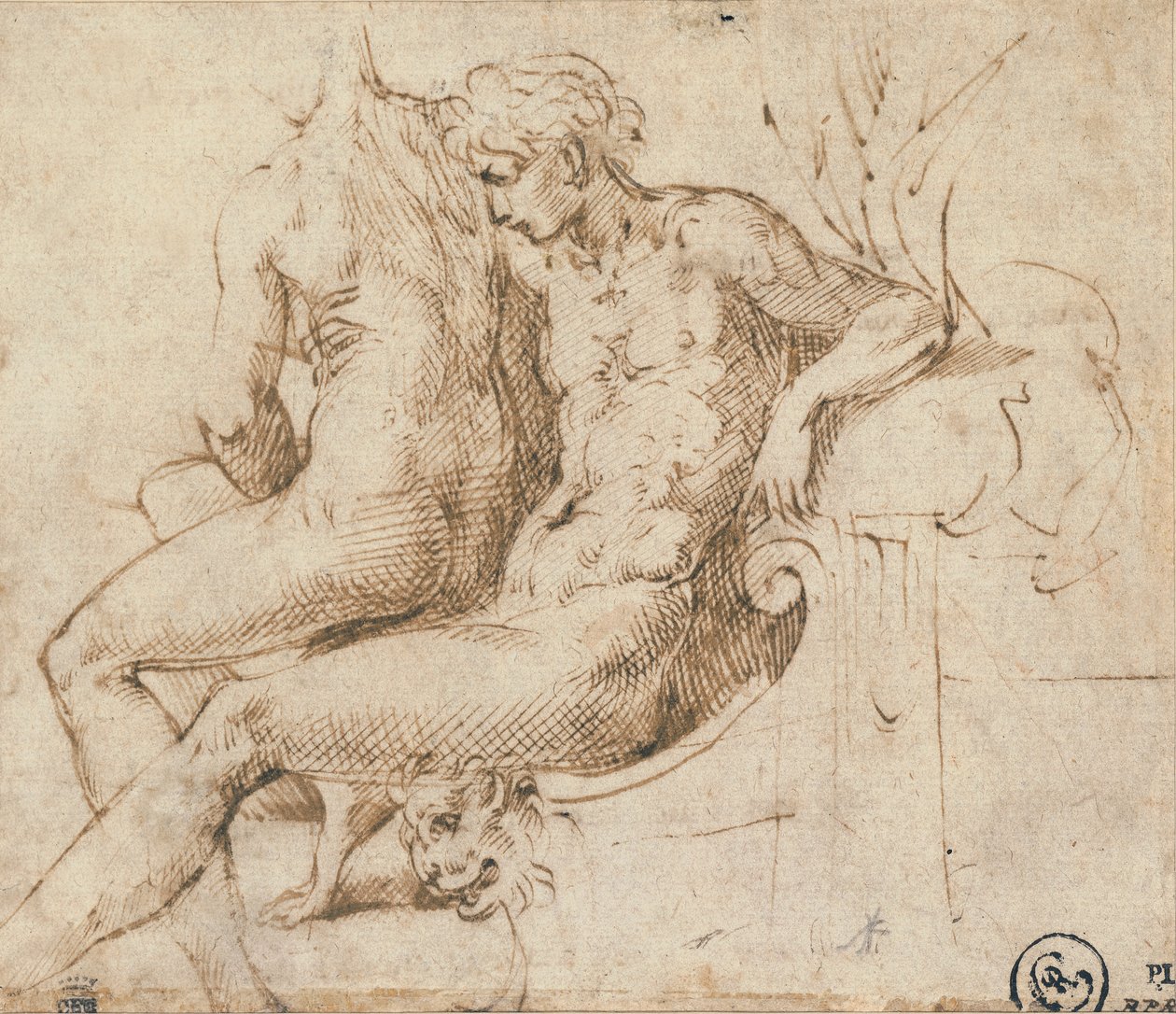 Två älskare sitter på en soffa av Parmigianino