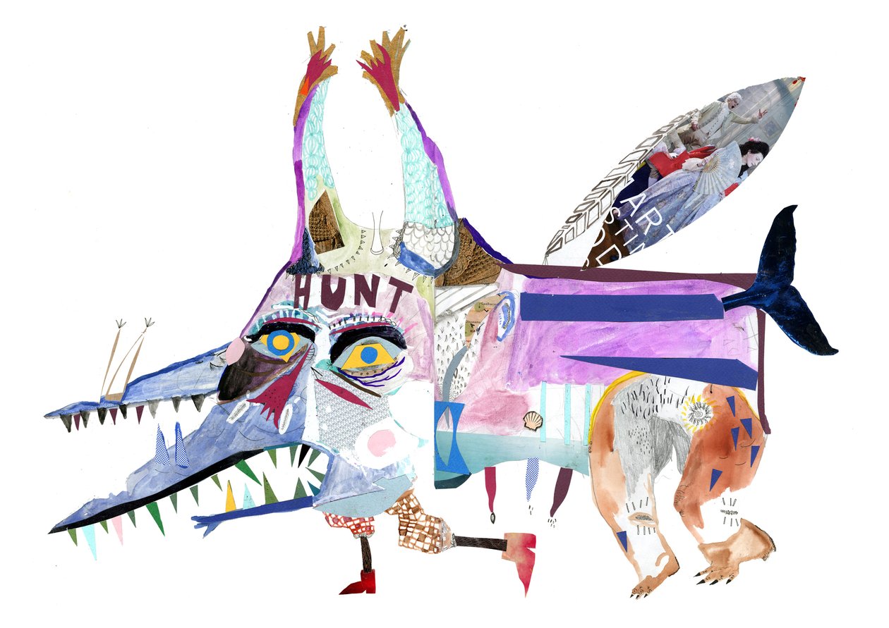 Oil Monster, 2011 (collage och akvarell) av Pat Macdonald