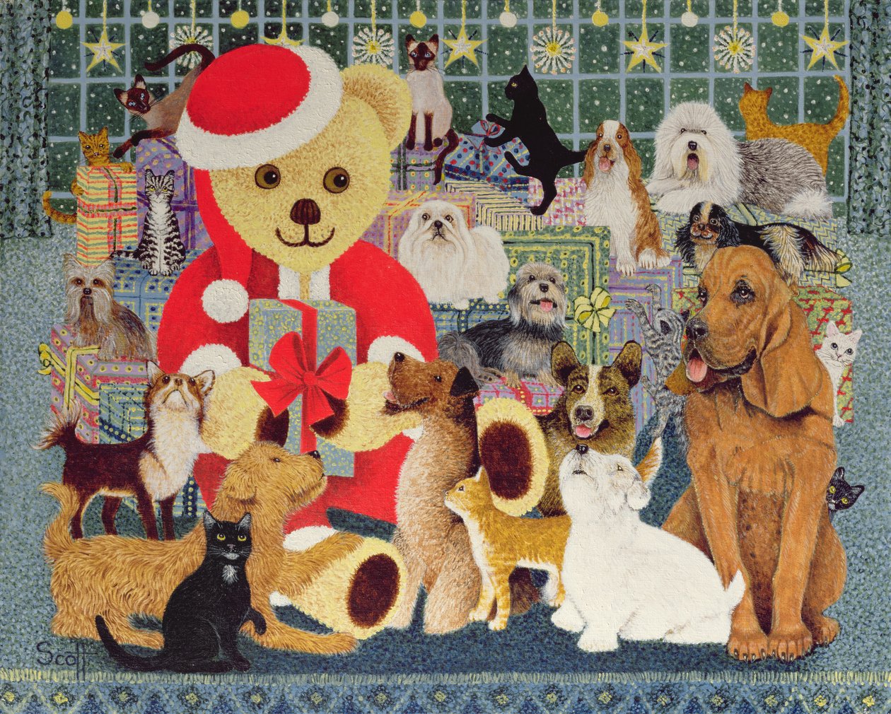 Happy Christmas (olja på duk) av Pat Scott
