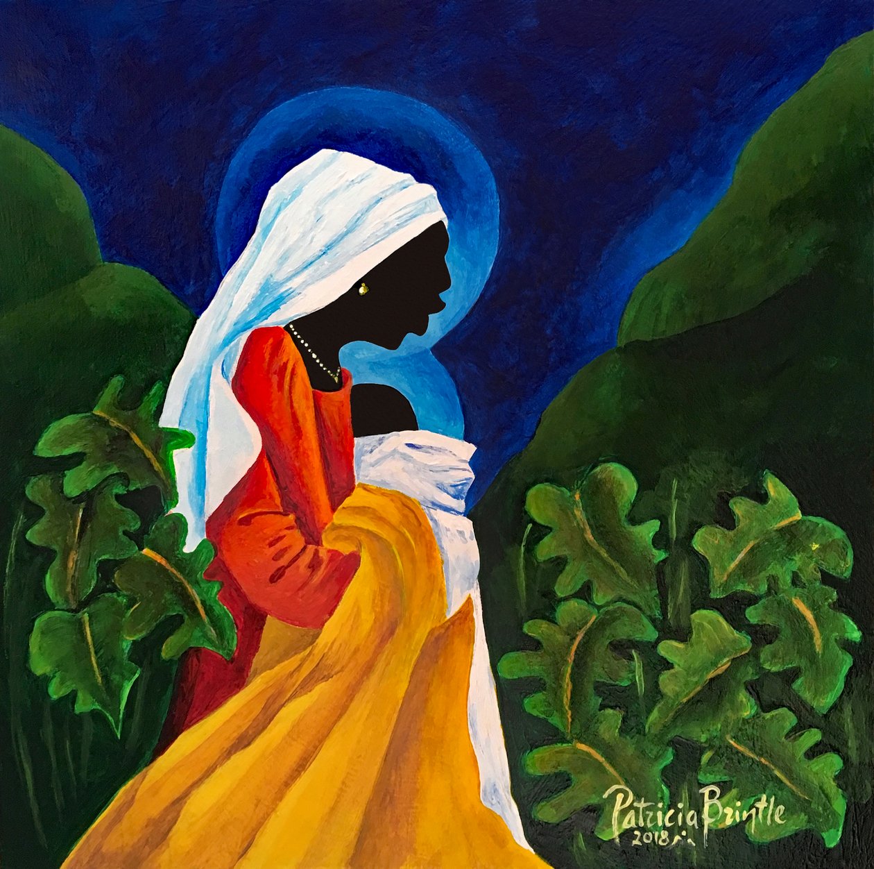 Madonna and Child - Gentle Song - 2018 (akryl på trä) av Patricia Brintle