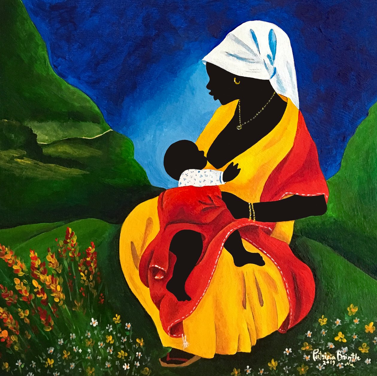 Motherhood, 2019 (akryl på trä) av Patricia Brintle