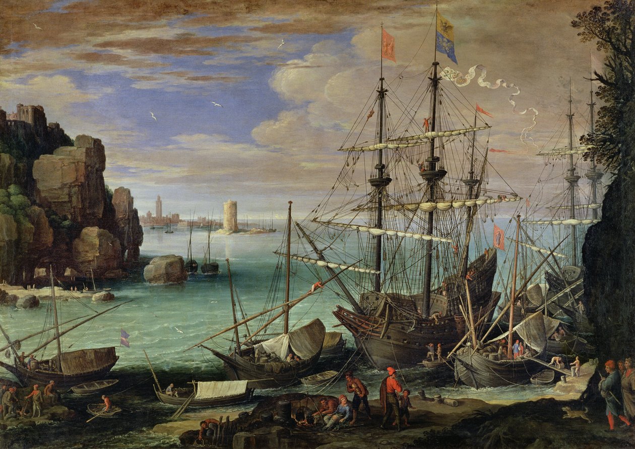 Scen av en hamn av Paul Bril