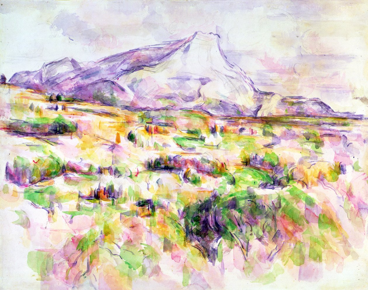 Mont Sainte-Victoire från Les Lauves, 1902-06 (wc och grafit på papper) av Paul Cézanne