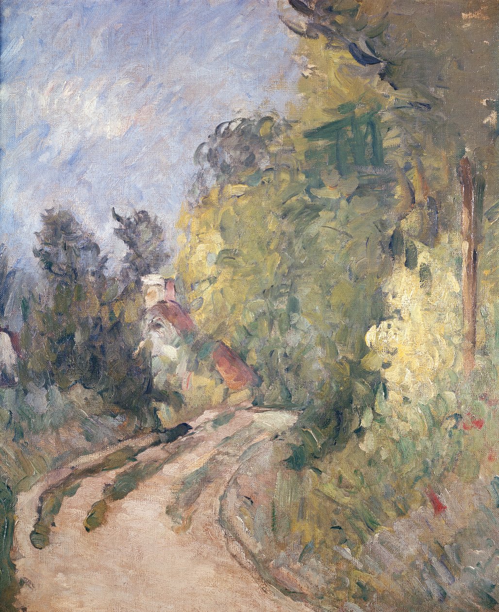 Vägvändning under träd, c.1873-75 av Paul Cézanne