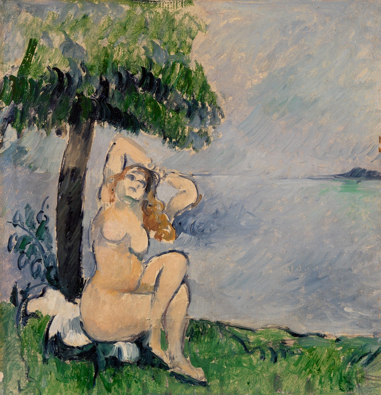 Badare vid havet, c.1875 av Paul Cézanne
