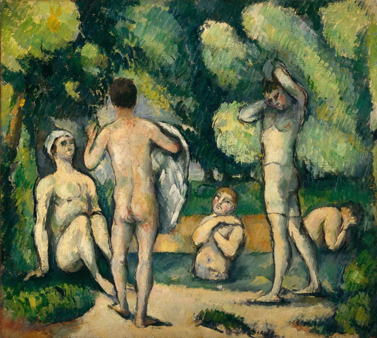 Badgäster, c.1880 av Paul Cézanne