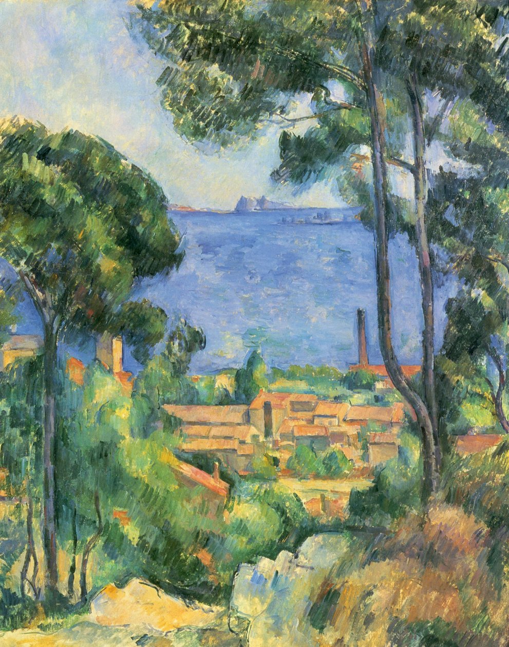 Blick auf LEstaque und das Chateaux dIf (Das Meer bei LEstaque) av Paul Cézanne
