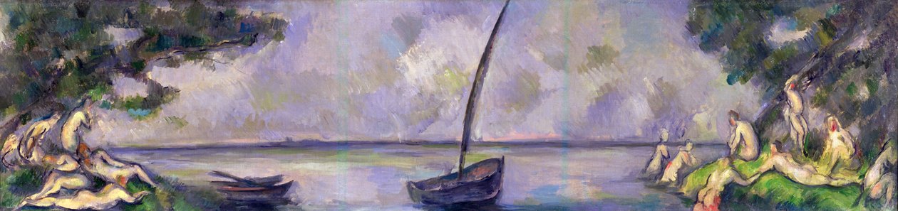 Båt och badgäster av Paul Cézanne